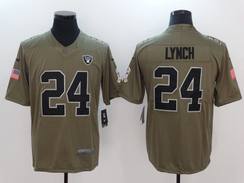 Men Oakland Raiders 24 Lynch Green Nike Olive Salute To Service Limited NFL Jersey